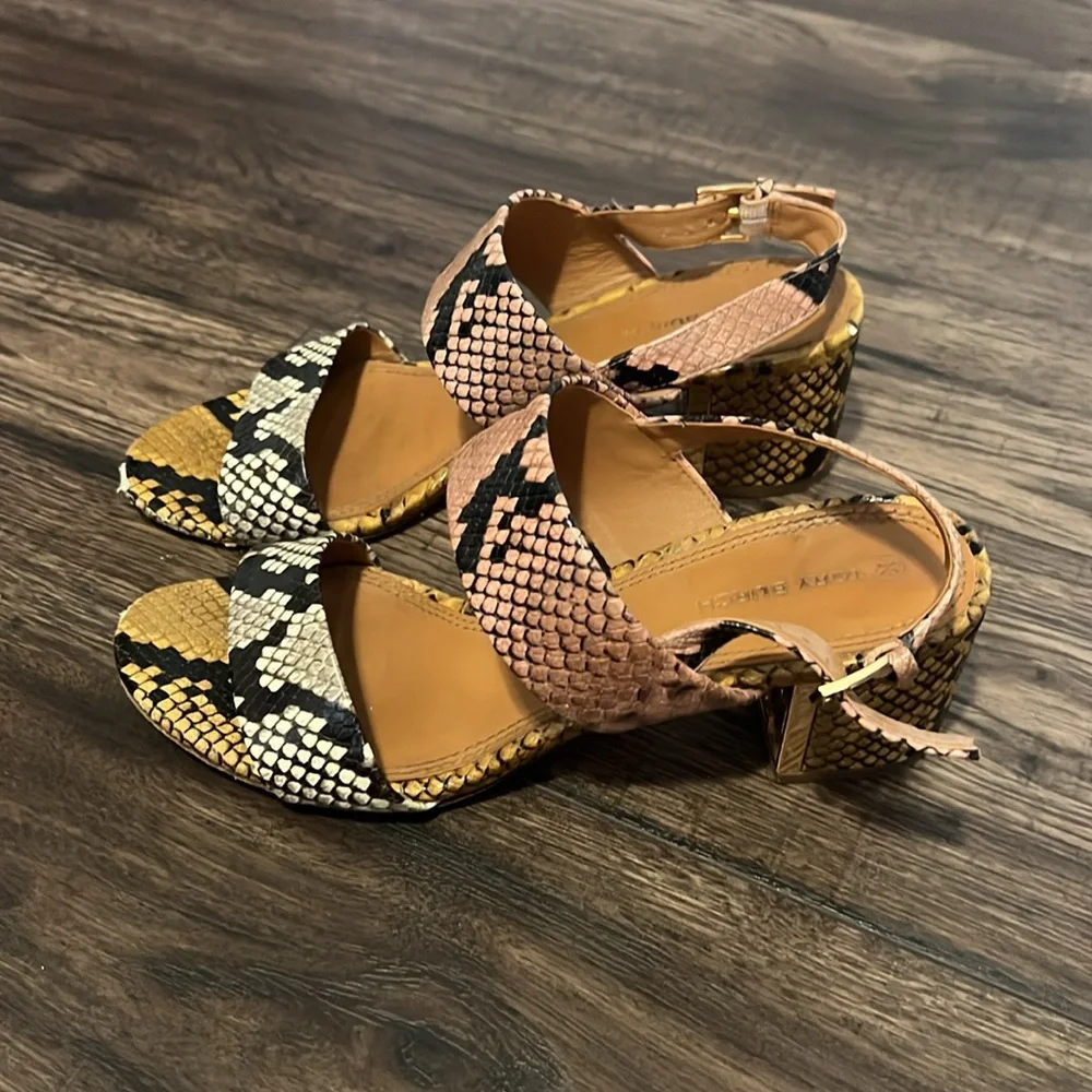 Tory Burch Multicolor Snake Print Strappy Heeled Sandal